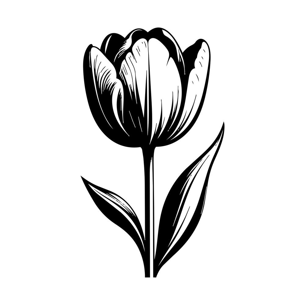 Tulip Line SVG cut file – SVG, PNG, DXF