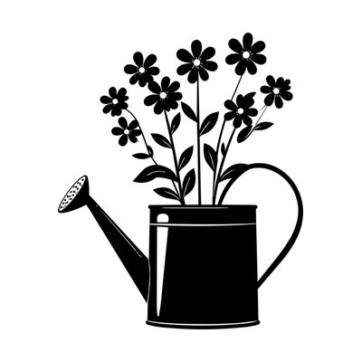 Watering Can Flowers Retro Front SVG cut file