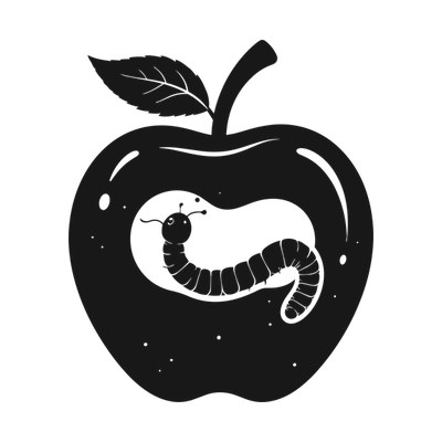 Worm In An Apple Stencil Side SVG cut file