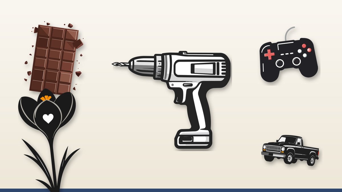 Collage of Infycrafts sticker designs: Drill Sticker Front, Chocolate Bar, Game Controller, Crocus Heart Side